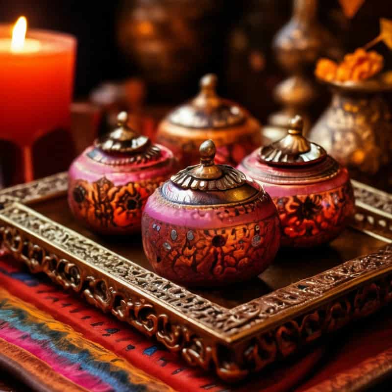 قندان مسی کارشده با طراحی خاص و بافت هنری بدنه